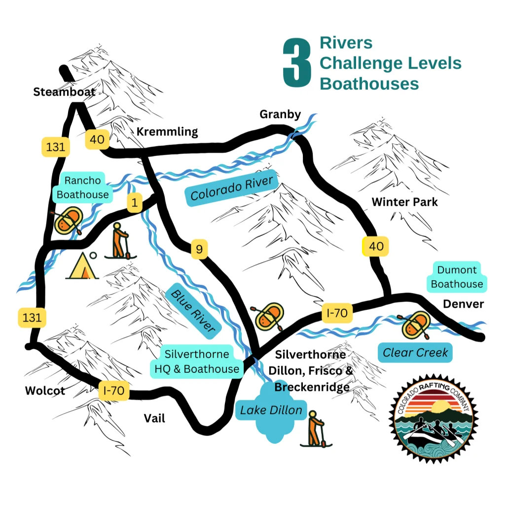 Map Of Central Colorado White Water Rafting Boathouses