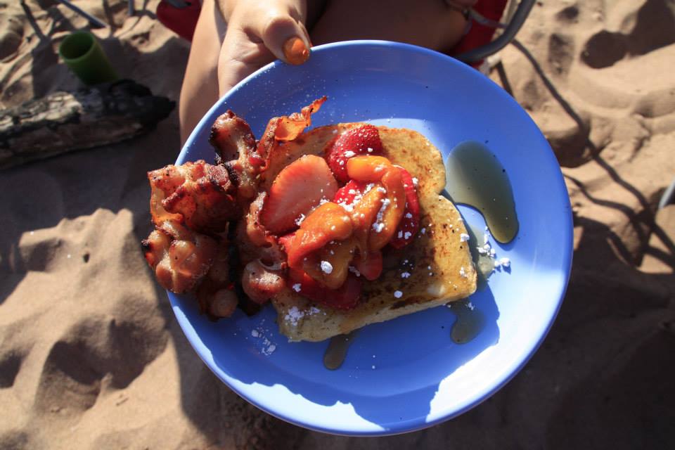 Overnight rafting and camping trip gourmet breakfast with professional guides on the Colorado River