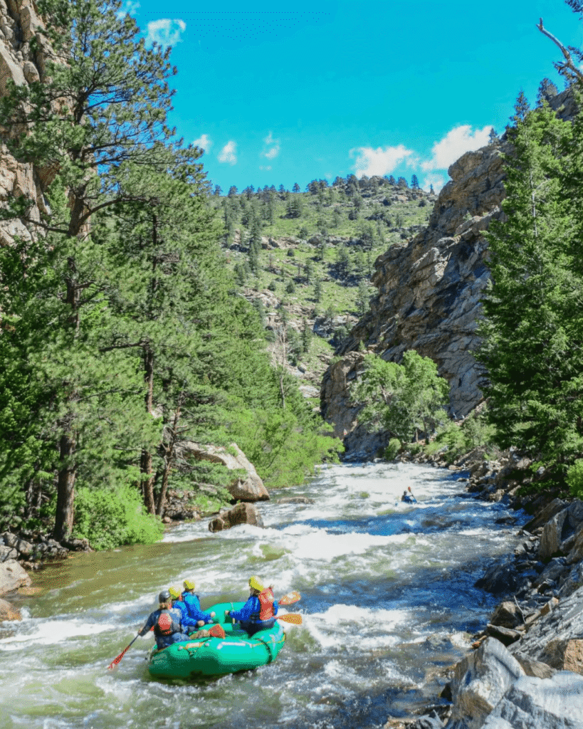 Whitewater rafters on Clear Creek in Idaho Springs.