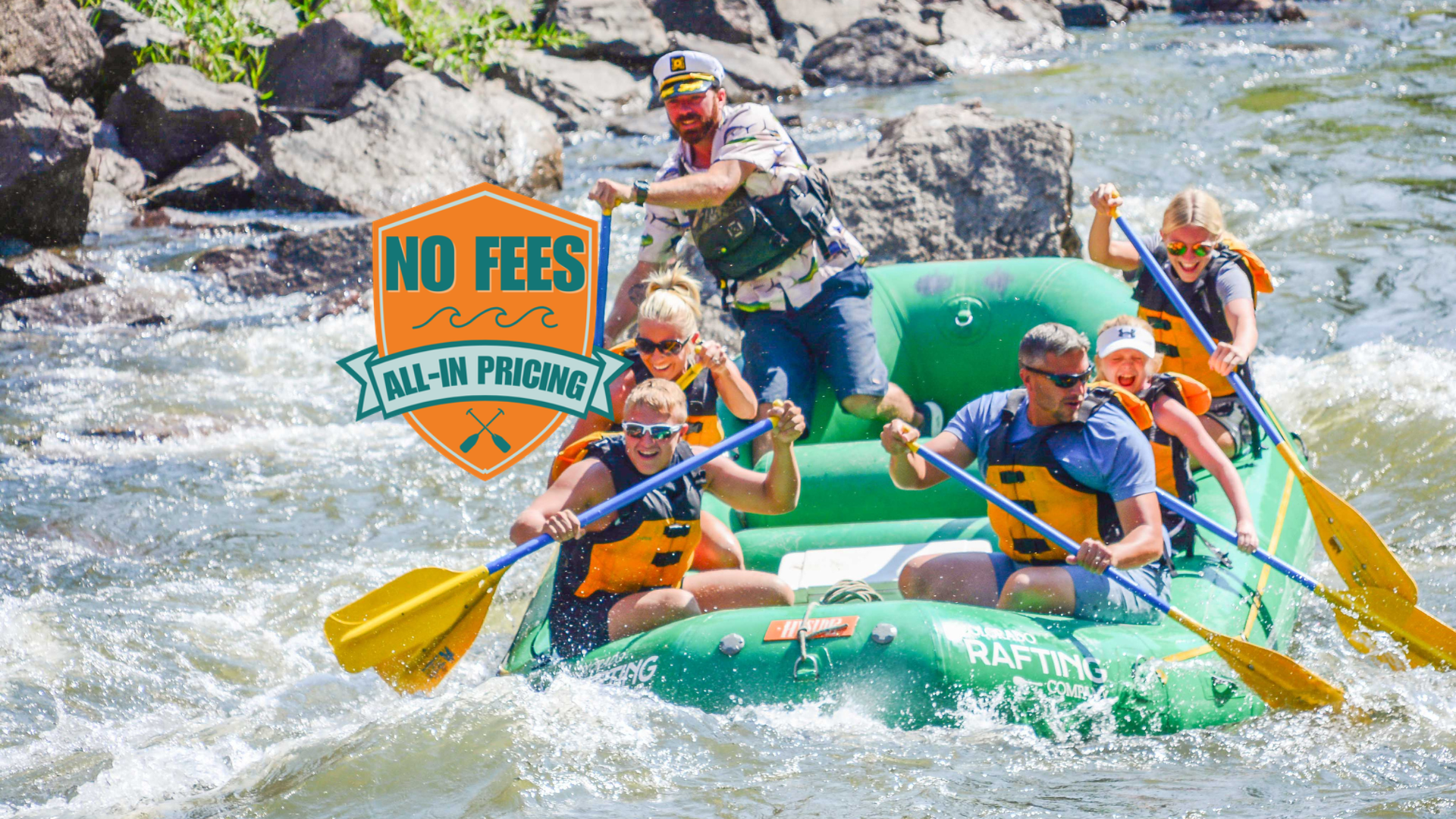 Colorado rafting clear pricing with no hidden fees. What you see is what you pay.