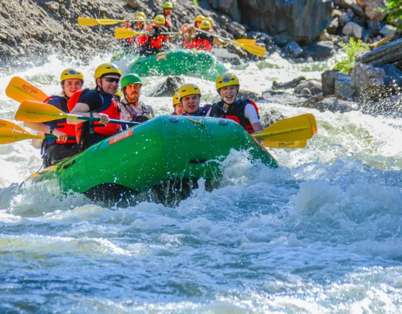 Guided rafting trip with a white water rafting company near Denver Colorado on mountain rapids
