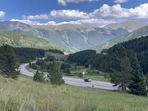 Scenic drive from Vail to Upper Colorado River along I-70 with mountain and valley views